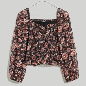 Madewell Lucie Smocked Top in Floral Size L